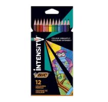 Creioane colorate Intensity, mina ultra-rezistenta, 12 culori/set Bic