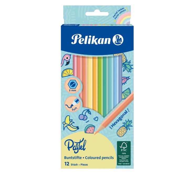 Pasztell színes ceruzák, 12 színből álló készlet