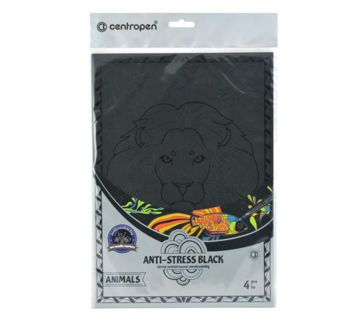 Fekete rajz lap 4/szett anti-stressz állatok Centropen