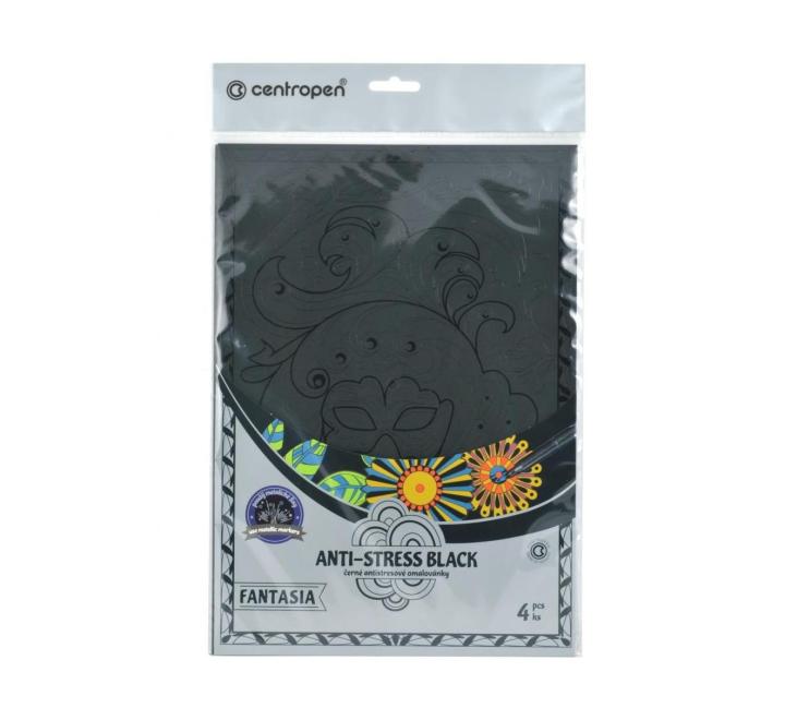 Fekete rajz lap 4/szett anti-stressz fantasy Centropen