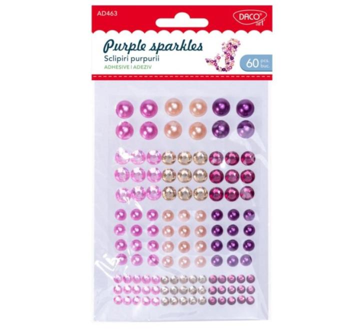 Kézműves kiegészítők-Öntapadós gyöngyök lila
