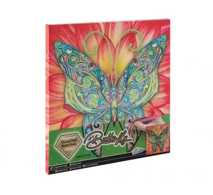 Gyémántszemes kép pillangó 30x30cm
