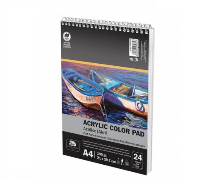 A4-es spirálkötésű rajzfüzet, akrilfestékhez, 190 g/m², 24 lap, Pigna