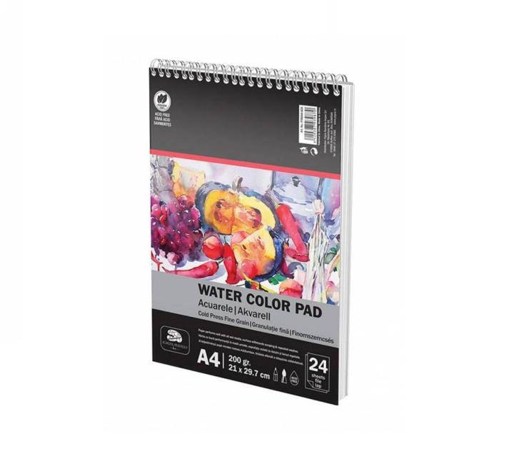 A4-es spirálkötésű akvarellfüzet, 200 g/m², 24 lap, Pigna