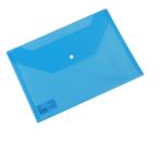 Műanyag mappa,gombos A4 átlátszó kék Deli