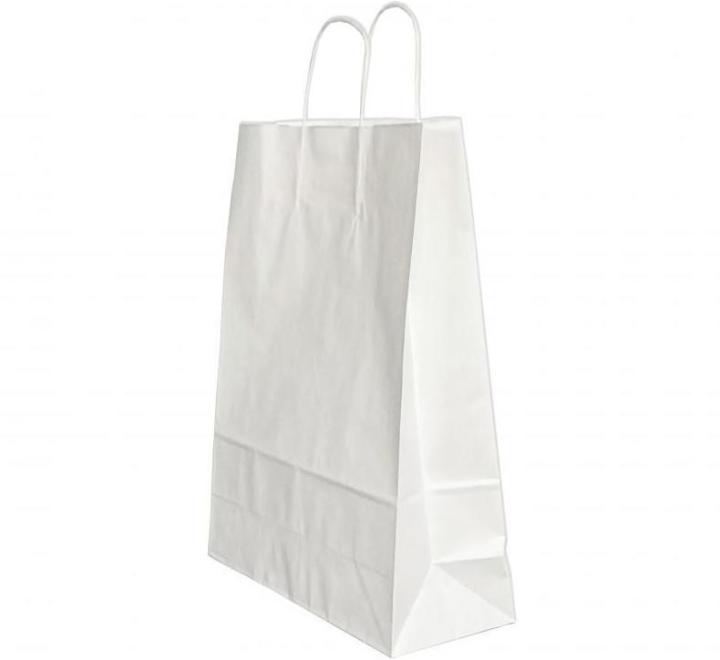 Punga hartie maner rasucit 22x 10x 31cm alb/alb Papiroti
