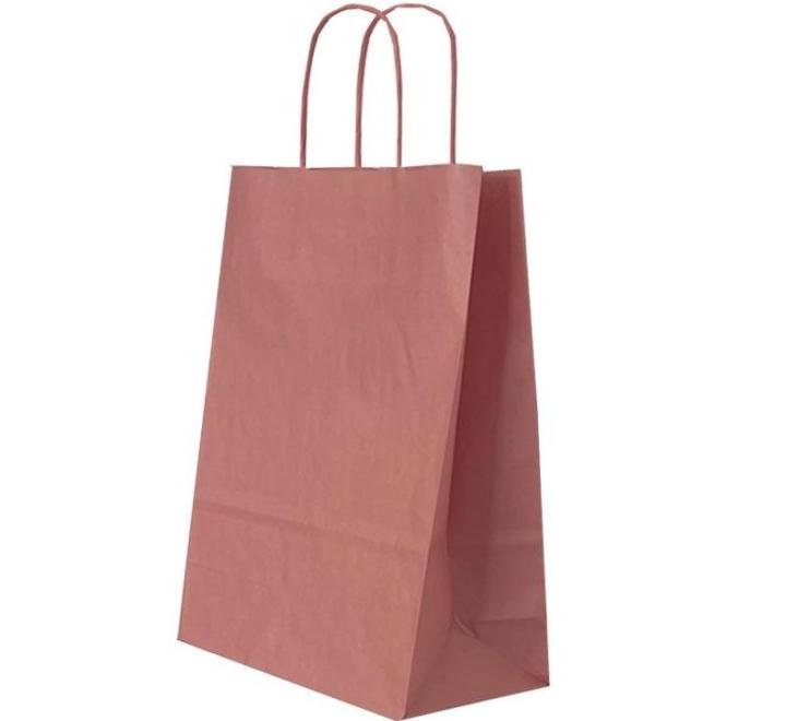 Papírtasak csavart fogantyúval 22x 10x 31cm pasztel barack/fehêr Papiroti