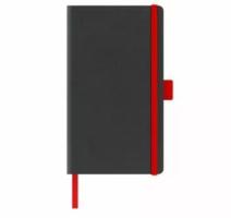 Napló A5 Castelli, feket kemény bórító, piros gumival