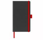 Napló A5 Castelli, feket kemény bórító, piros gumival