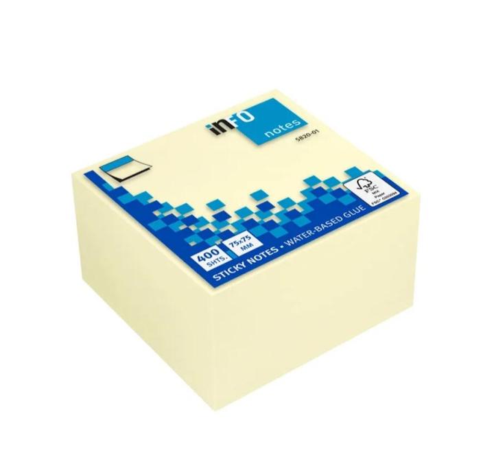 Öntapadós jegyzettömb 75x75 400 lap Info