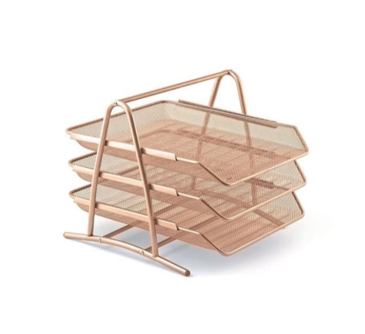 Irattálca 3 részes Mesh Rosegold