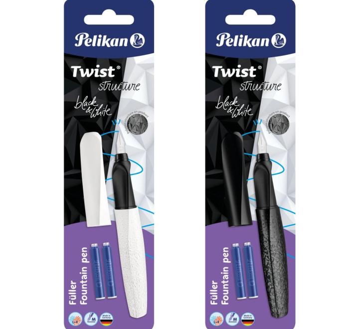 Töltőtoll Twist Structure pen toll toll M, fehér/fekete
