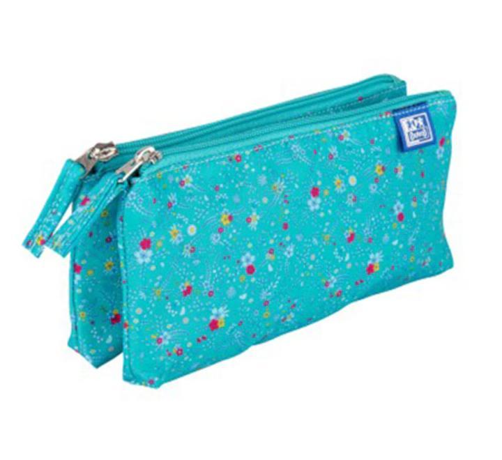 Tolltartó 2 zip Floral Pastel,turcoaz