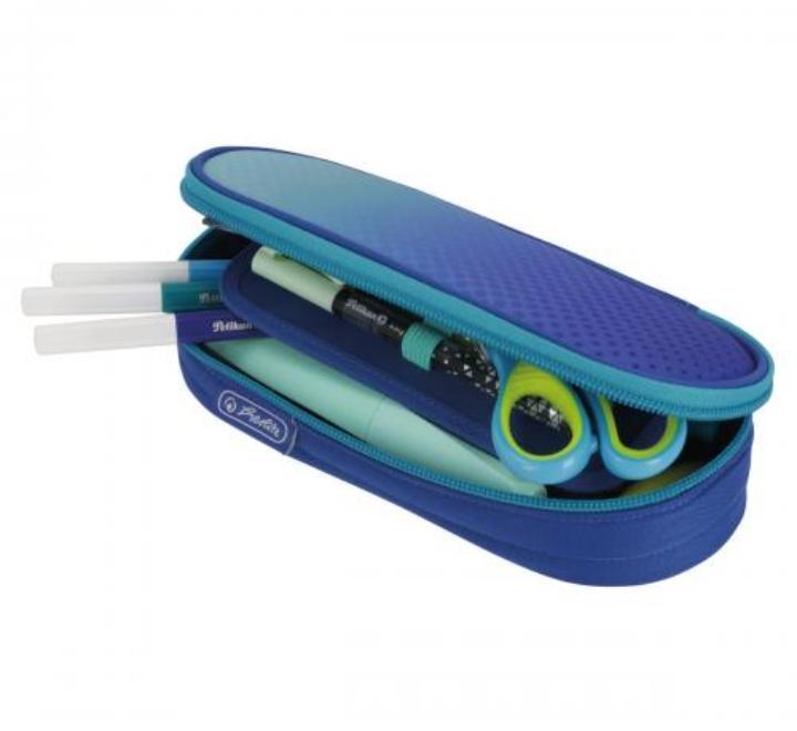 Ovális tolltartó kék/türkiz