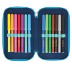 31 darabos ceruzatartó, 3 cipzárral, Dip Dye, kék/türkiz színű