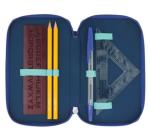 31 darabos ceruzatartó, 3 cipzárral, Dip Dye, kék/türkiz színű