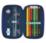 31 darabos ceruzatartó, 3 cipzárral, Dip Dye, kék/türkiz színű