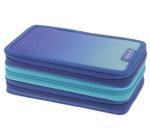 31 darabos ceruzatartó, 3 cipzárral, Dip Dye, kék/türkiz színű