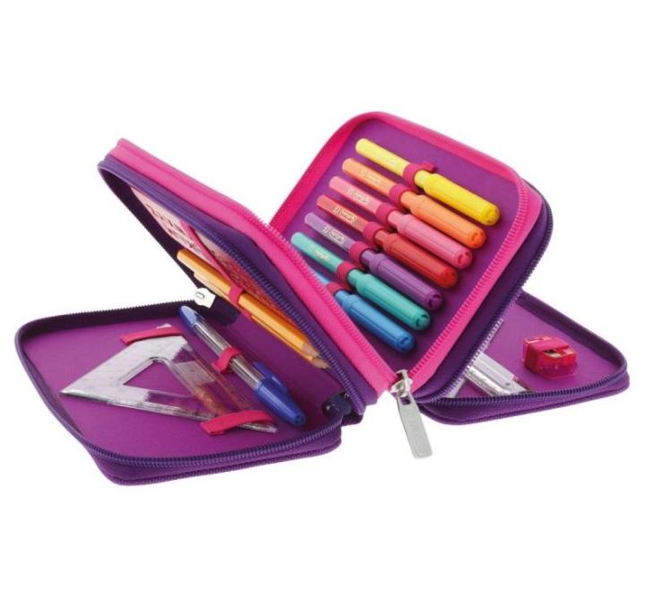 Tolltartó 31 darab 3 Dip Dye, cipzárral ellátott, lila/rózsaszín színű