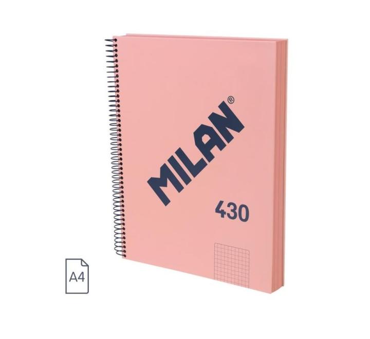 Füzet A4 120 lap kockás spirálos  Milan rózsaszin