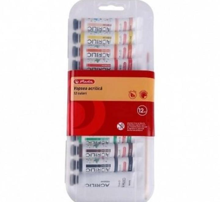 Akril festék, fém tubus 12 ml, 12 szín