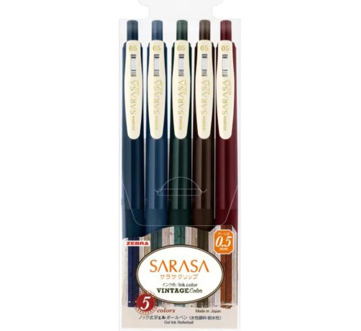 Zselés golyóstoll 0.5mm Zebra Sarasa Clip Gel Vintage 5/szett