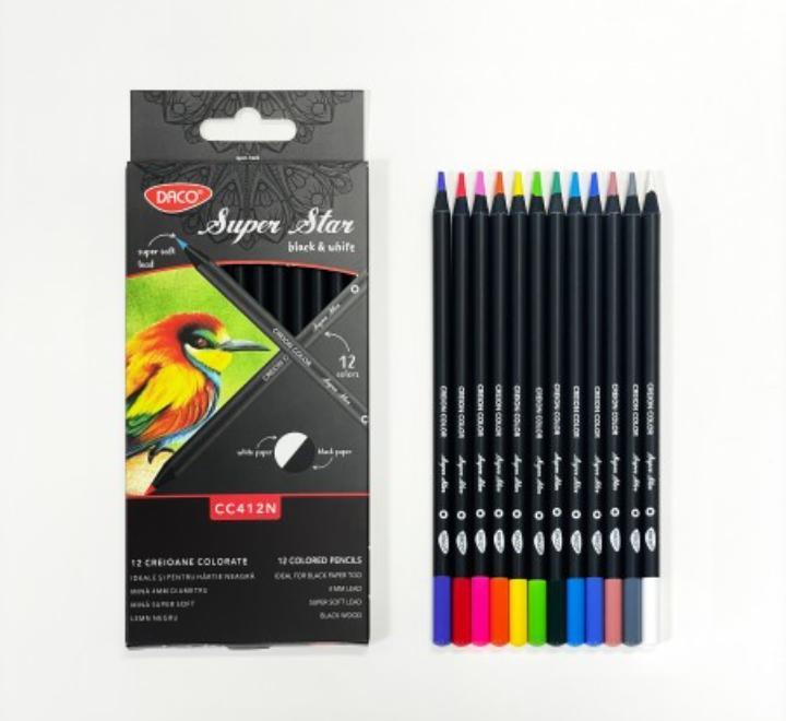 Színes ceruza 12 szín Black/White Daco