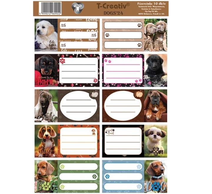 Füzetcímke 10 db-os Kutyák
