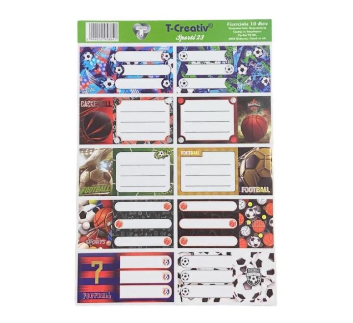 Füzetcímke 10 db-os Sport