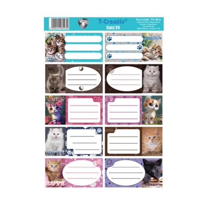 Füzetcímke 10 db-os Cicák