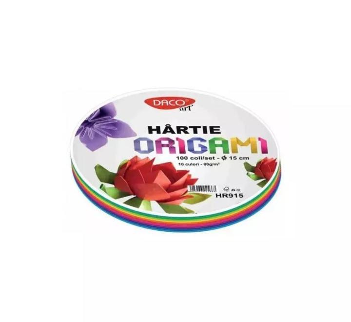 Kerek origami papír 15 cm 100 iv/készlet Daco HR915