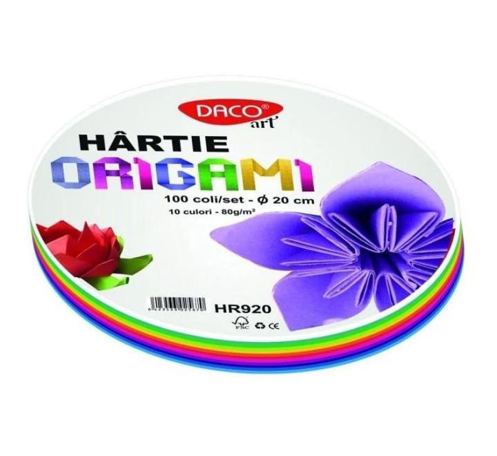Kerek origami papír 20 cm 100 iv/készlet Daco HR920